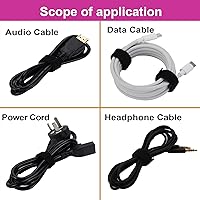 Vista 5 de Correas reutilizables para cables, rollo de gestión de cables, cierre negro, cinta de gancho y bucle de doble cara (1/2 pulgada)