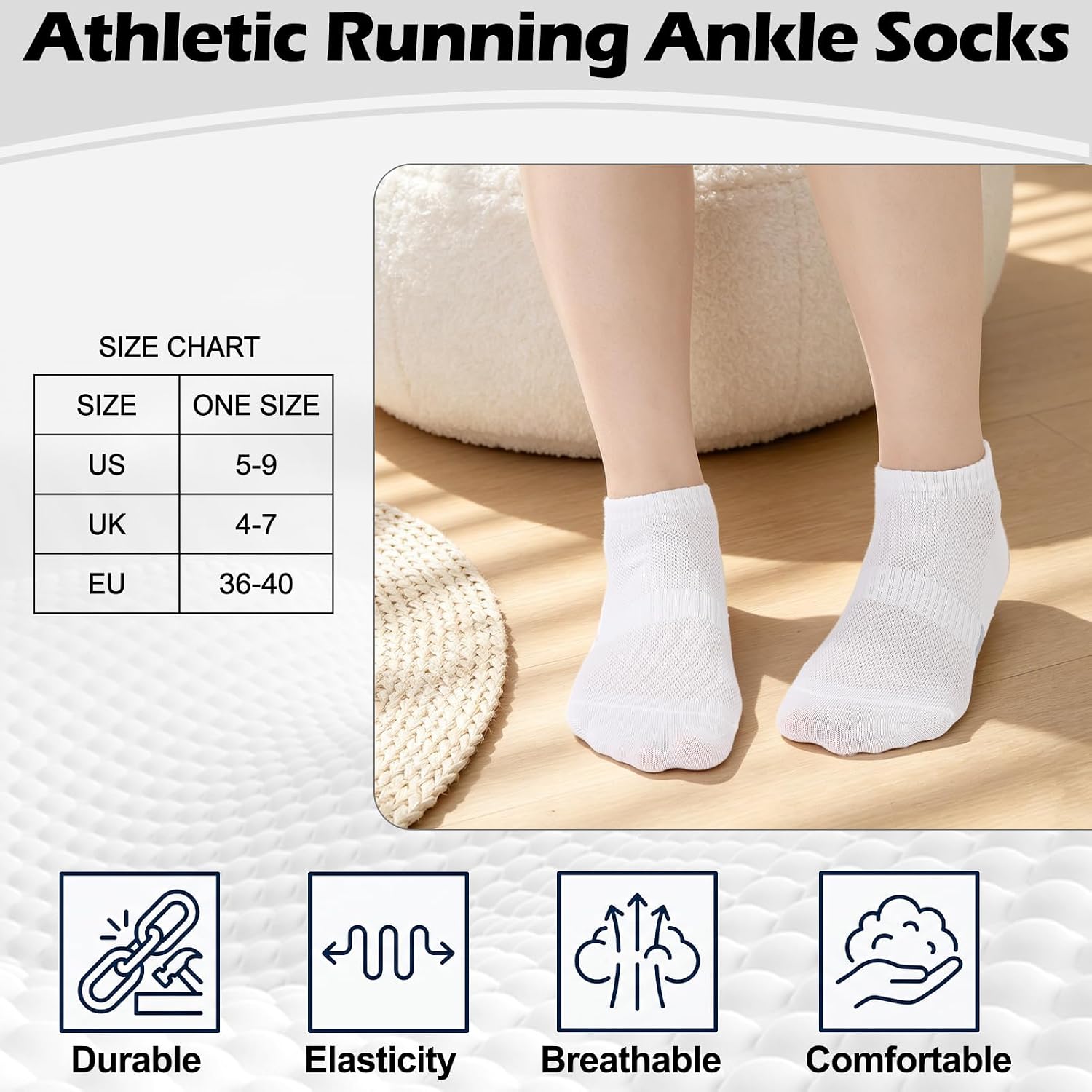 Womens Ankle Socks Womens Athletic Socks Low Cut Breathable Socks for Women Sport Casual Running Daily 5-9