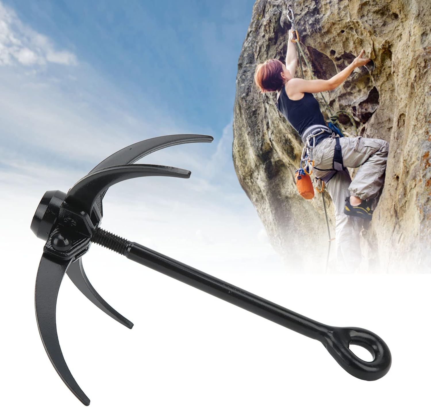 Folding Claw Hook, PRO Grappling Hook,Folding 4-Claw Survival Claw, for Outdoor Camping Hiking Tree Rock Mountain Climbing (4 Claws)