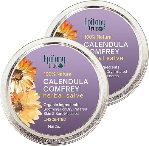 Miniatura 10 de Epifany True Caléndula y consuelda multiusos de hierbas de 2 onzas, sin fragancia, ungüento de hierbas naturales, bálsamo calmante para la piel