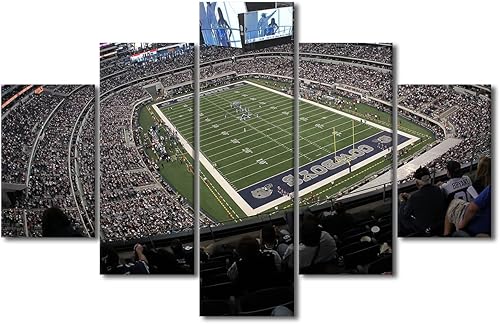 Vista 18 de Cuadros de estadios deportivos de fútbol americano de Minnesota, cuadros de vikingos, 5 paneles, lienzo para pared, arte de pared del estadio