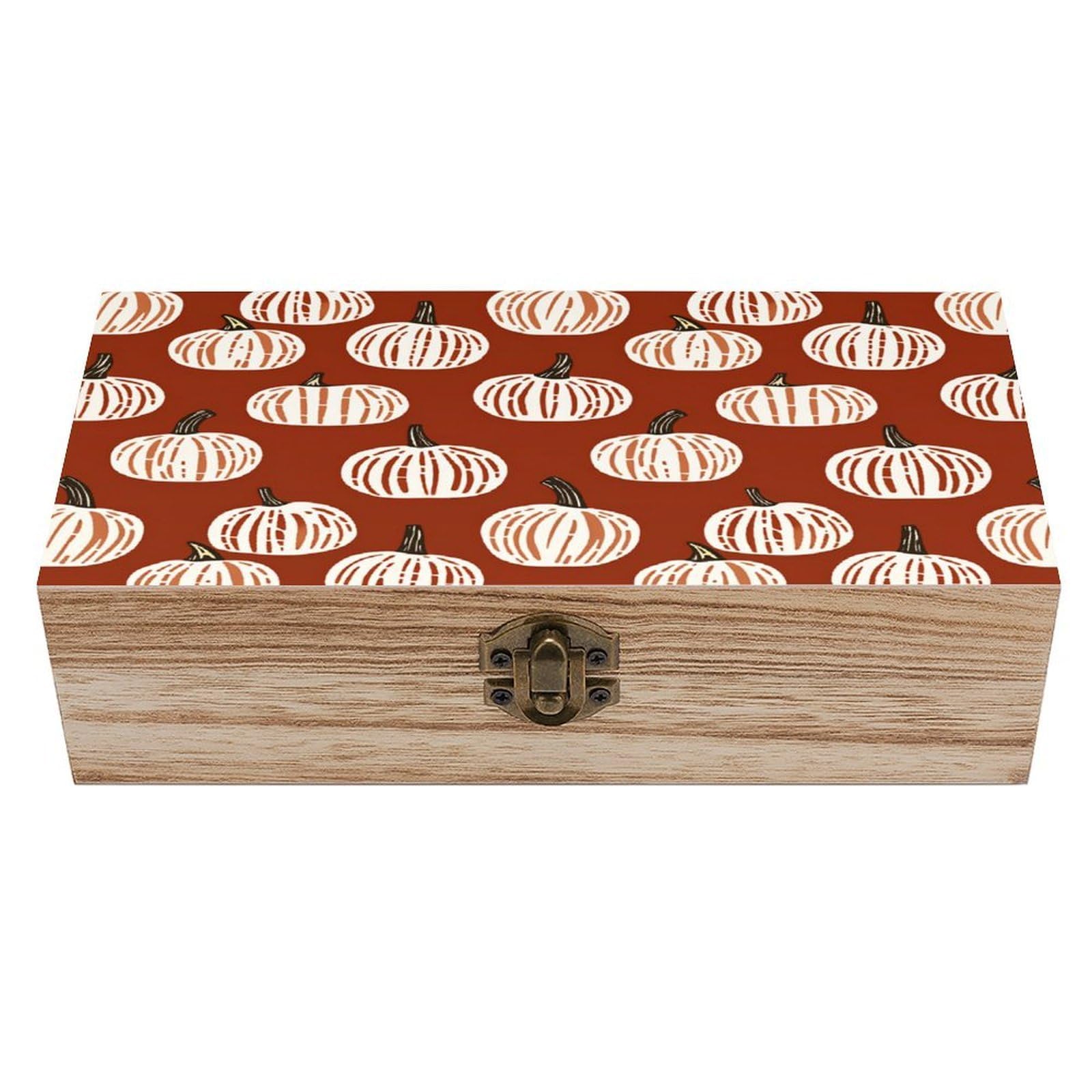 asbwuo Pumpkin Vintage Wooden Keepsake Box