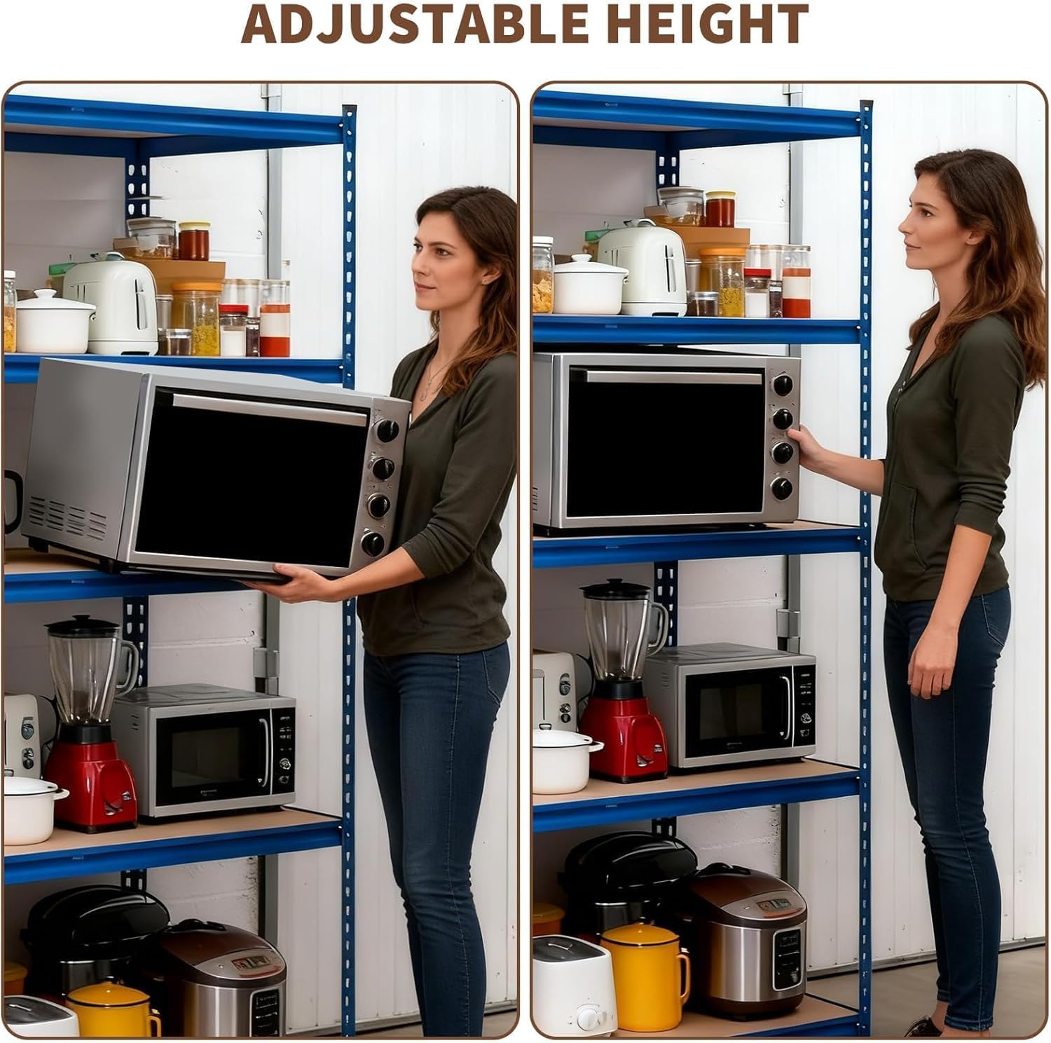 5-Tier Heavy Duty Storage Shelves, 2500 LBS Capacity Metal Shelving Unit with MDF Board, 48" W x 24" D x 72" H Adjustable Garage Shelving for Basement and Warehouse, High Gloss Blue