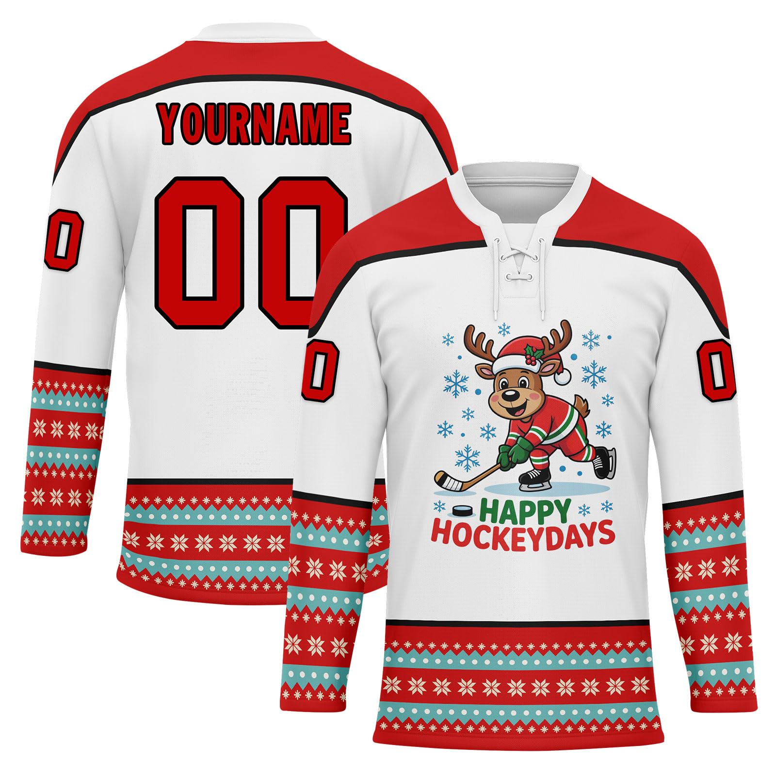 Custom Christmas Hockey Jersey for Men Women Youth, Santa Claus Ice Hockey Practice Uniform Sports Training Outfit