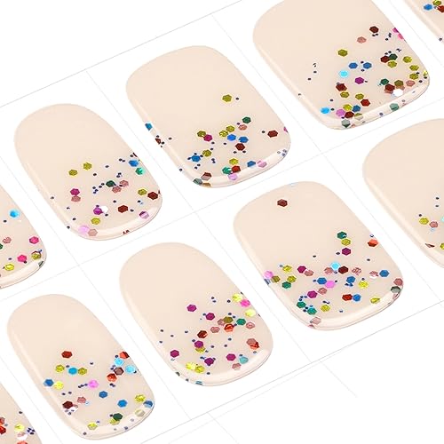 Miniatura 4 de DANNI & TONI Tiras de uñas de gel semicuradas multicolores brillantes (seductores), calcomanías de gel nude para uñas, envolturas de uñas