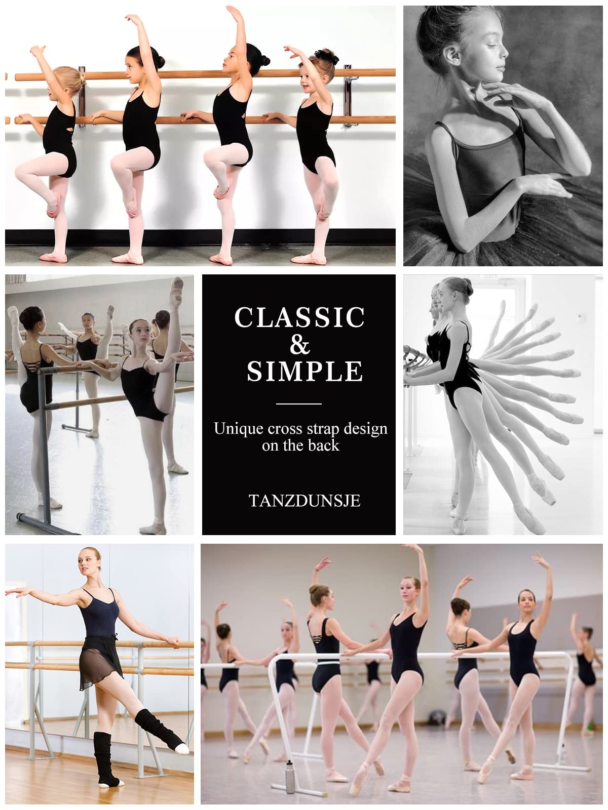 Body Danza classica Donne Bambina, Body da balletto Canotta Body Ginnastica Leotards con Spalline Regolabili