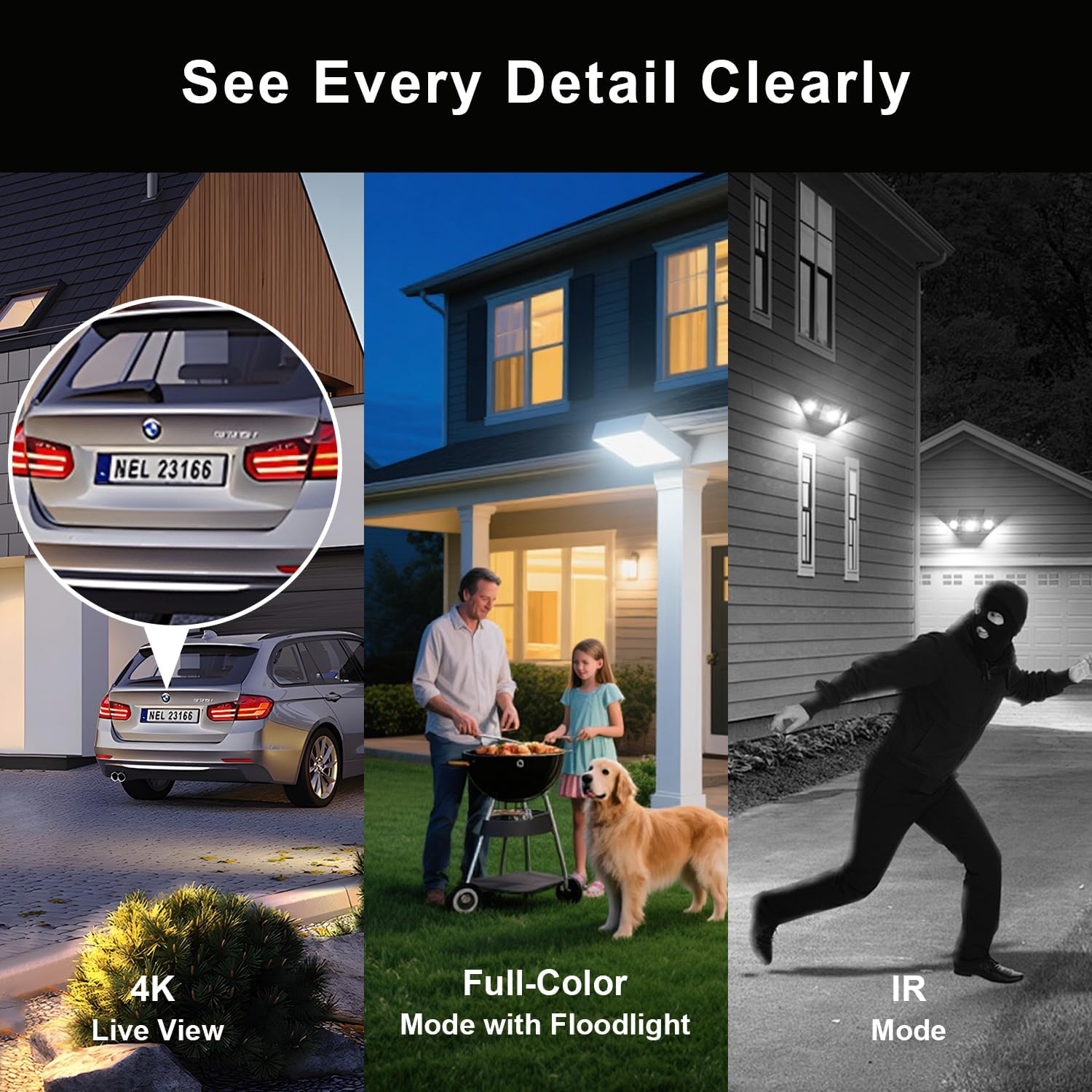 Swann 4K Floodlight Security Camera,Security Camera Outdoor with a 32GB Micro SD Card, 2-Way Talk, 2600 Lumens, Motion Detection, Color Night Vision, Wired, Waterproof