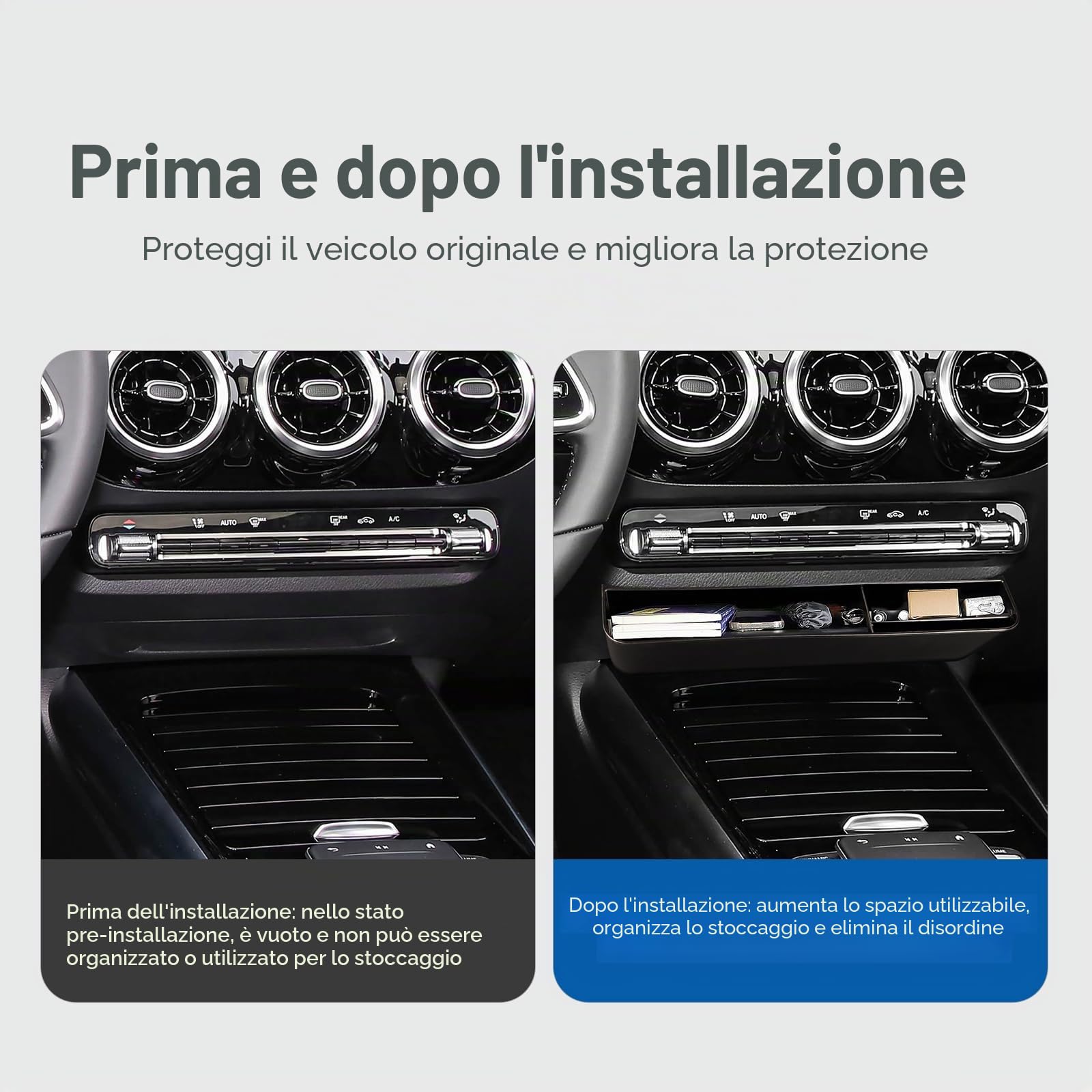 KUNGKIC Per Mercedes-Benz Classe A B W177 W247 GLA X156 GLB X247 CLA W118 GLE GLS W167 Scatola di Stoccaggio per Centralina Auto ABS Accessori Auto Parti Interne di Design del Veicolo