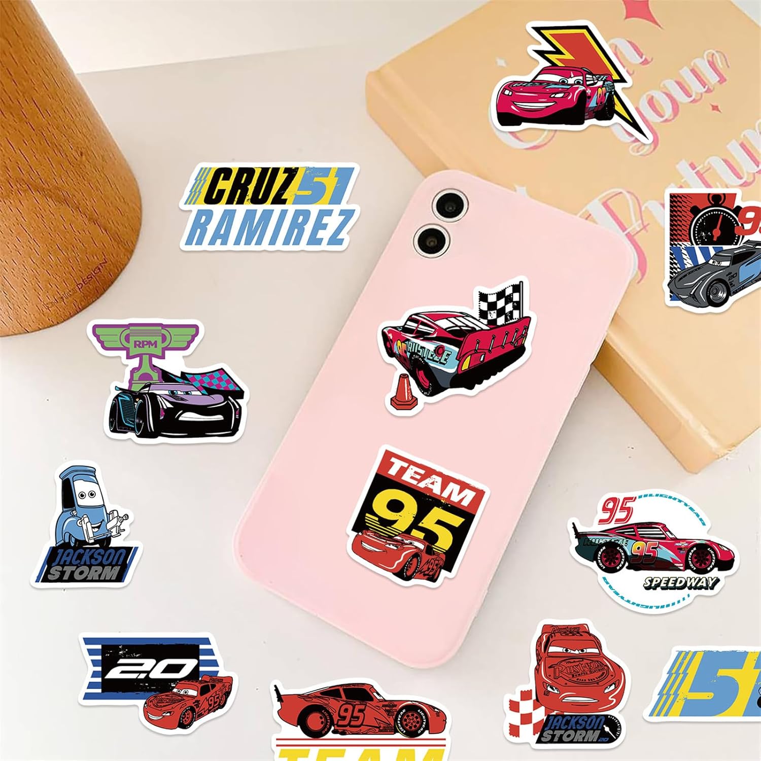 100Pcs Cars Stickers Cool Disney Cartoon Movie Stickers, Vinyl Waterproof Sports Car Sticker for Laptop, Guitar, Water Bottle, Birthday Gifts for Girls, Kids, Teens (100Car) - Image 6