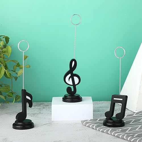 Miniatura 4 de Wenqik 6 piezas de notas musicales para globos de fotos, número de mesa, soporte para tarjetas, clips de fotos, decoración de notas musicales para