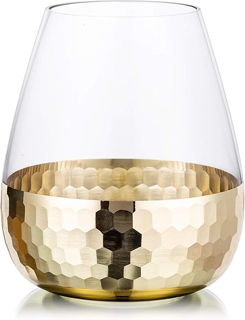 Glasseam Glass Pampas Grass Vase: Gold Flower Vases for Living Room Decor Modern Table Wedding Centrepieces Indoor Decoration for Artificial Bouquet Flower Roses Tulips