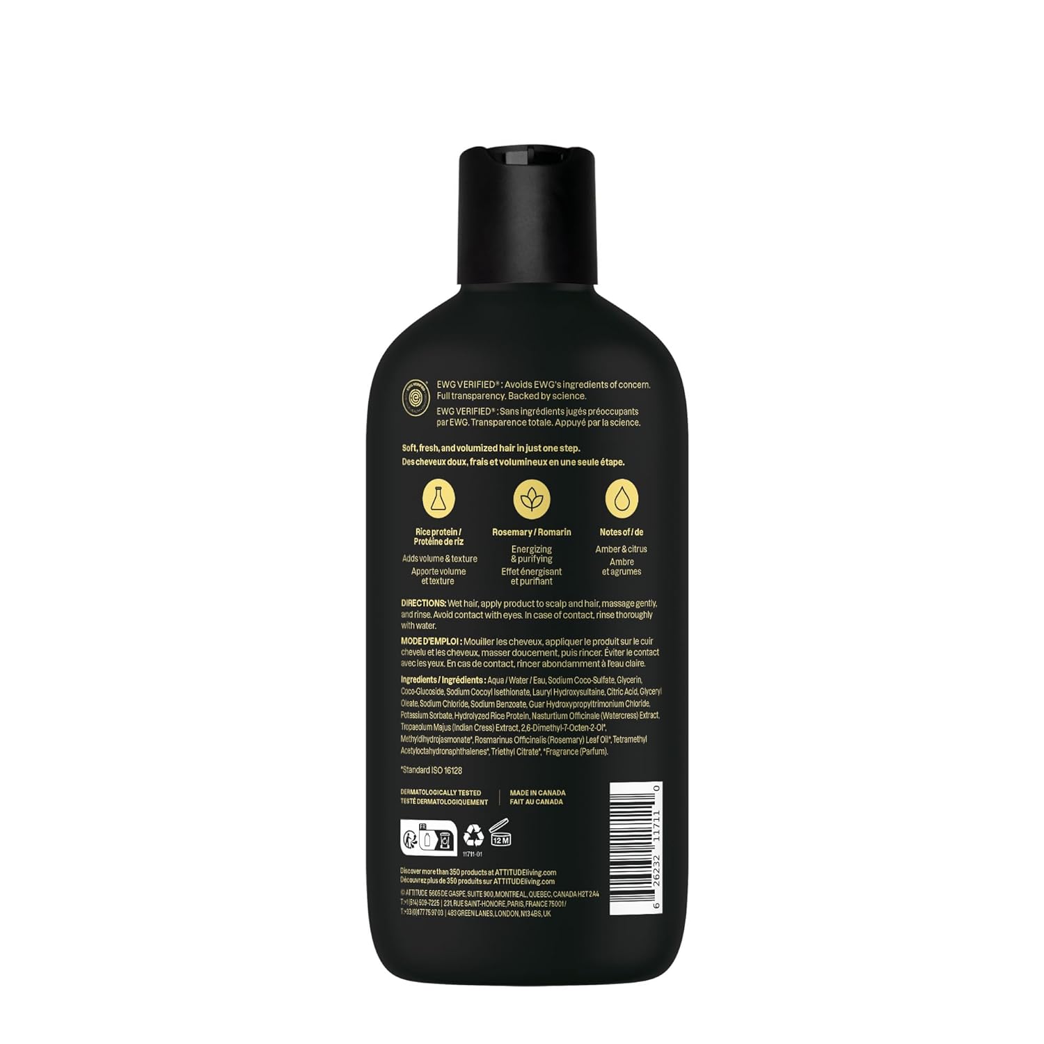 ATTITUDE Men's Shampoo and Conditioner 2-in-1, Volumizing for Thin Hair, With Rosemary and Rice Protein, 97% Natural Origin Ingredients, EWG Verified, Amber & Citrus, 14 Fl Oz - Image 8