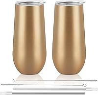 Vista 22 de Lifecapido Paquete de 6 Vasos de Champán Sin Tallo, 355ml Copas de Champán Aisladas, Vaso de Champán de Acero Inoxidable Sin Tallo, Vaso de Champán