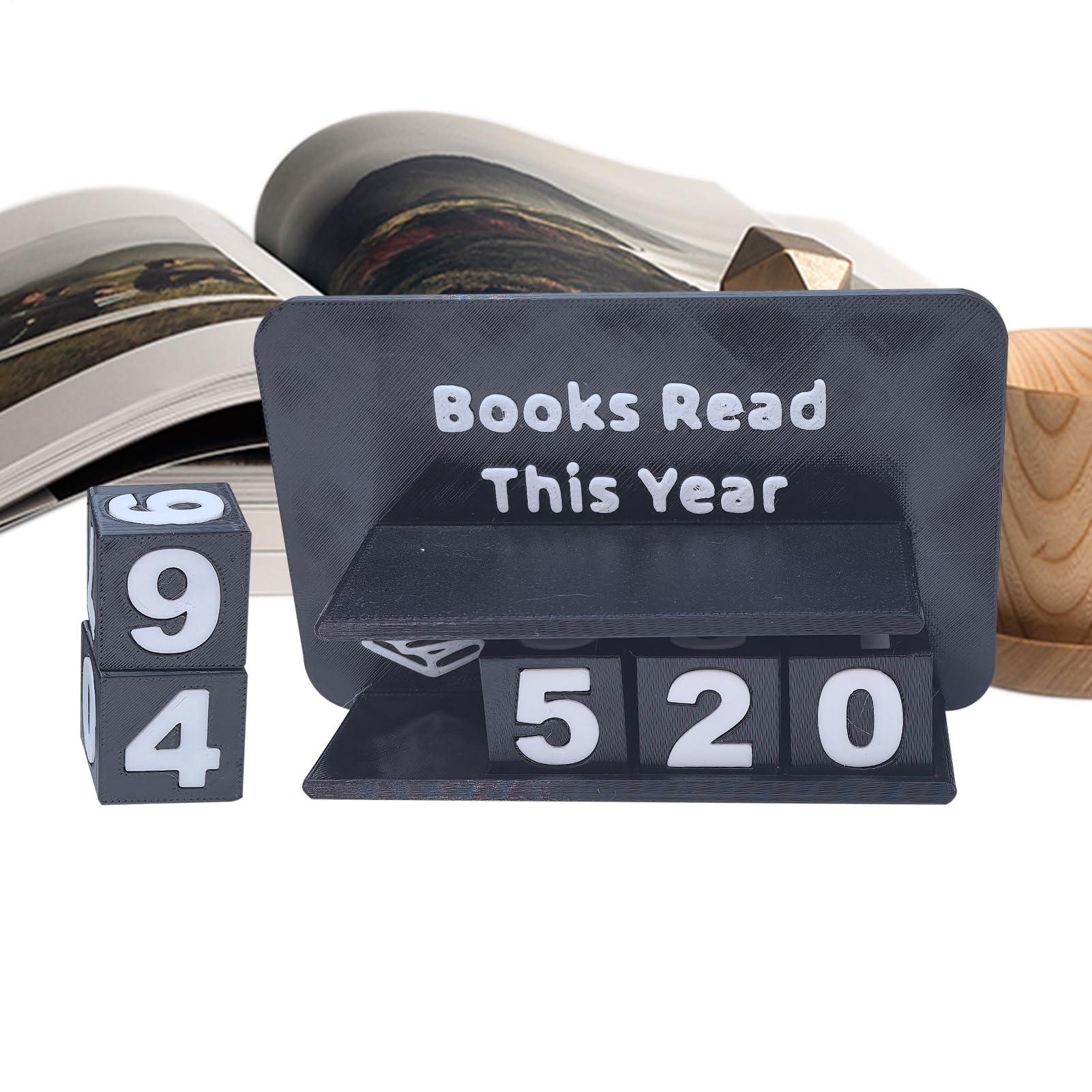 Pruojhw Bücherzähler | 3D-gedruckter Bücherzähler für Leseziel-Anzeige | Schreibtisch Deko Für Lehrer Leser Schreiber Buchliebhaber Geburtstag Frauen Männer Studentenwohnheim Bibliothek Landhausstil