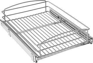 Knape & Vogt RS-MUB-14-FN 5 in. H x 15 in. W x 20 in. D Multi-Use Basket Silver Pull Out Cabinet Organizer, Frosted Nickel