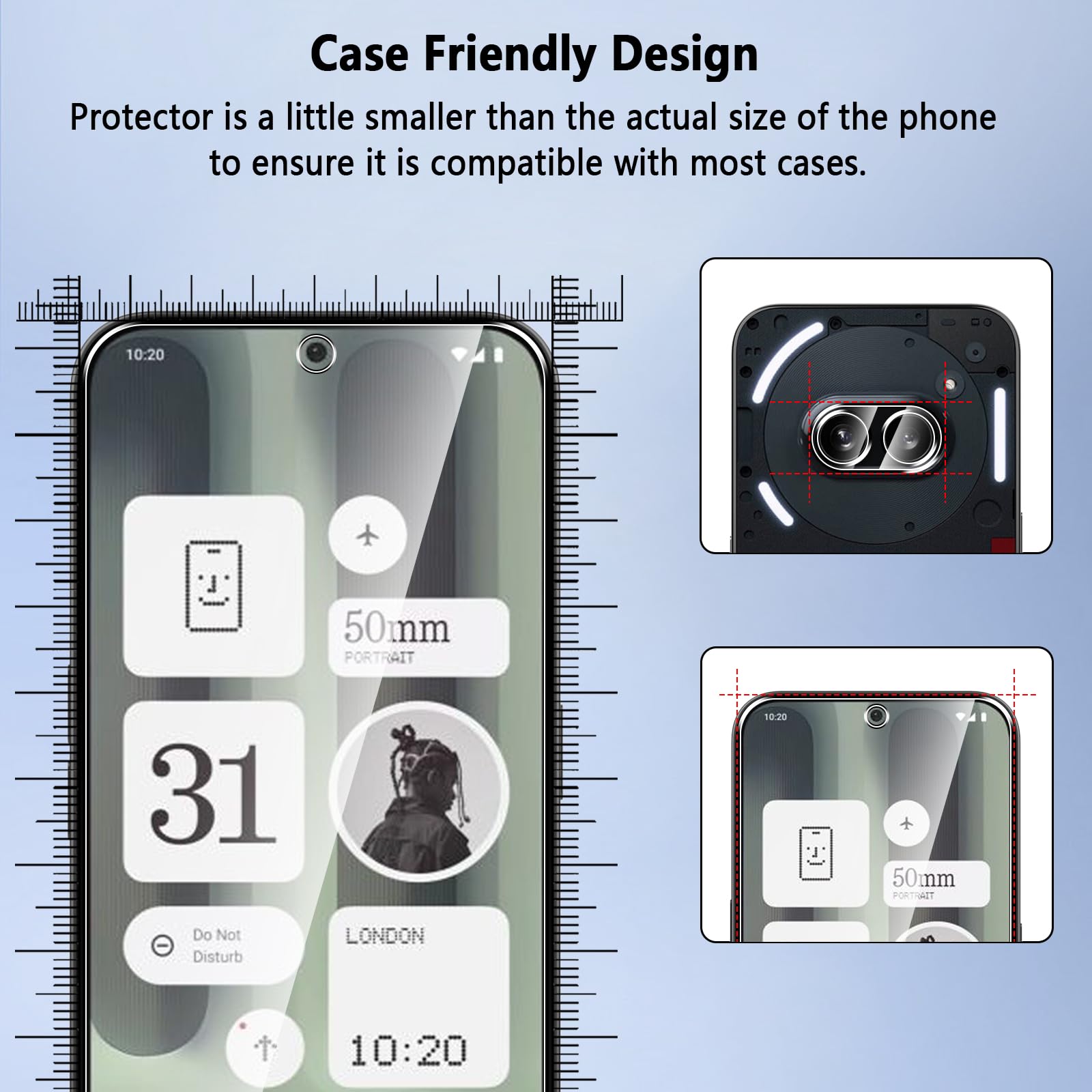 Pollachi Protector Schermo Vetro Temperato 4 Pezzi per Nothing Phone (2a)/(2a Plus), Durezza 9H, Senza Bolle, Facile Installazione, Alta Sensibilità