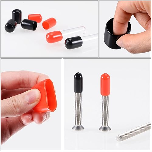 Miniatura 4 de uxcell 40 tapas redondas de goma de 332" 18" 532" 14" cubierta de vinilo amarillo roscas kit surtido