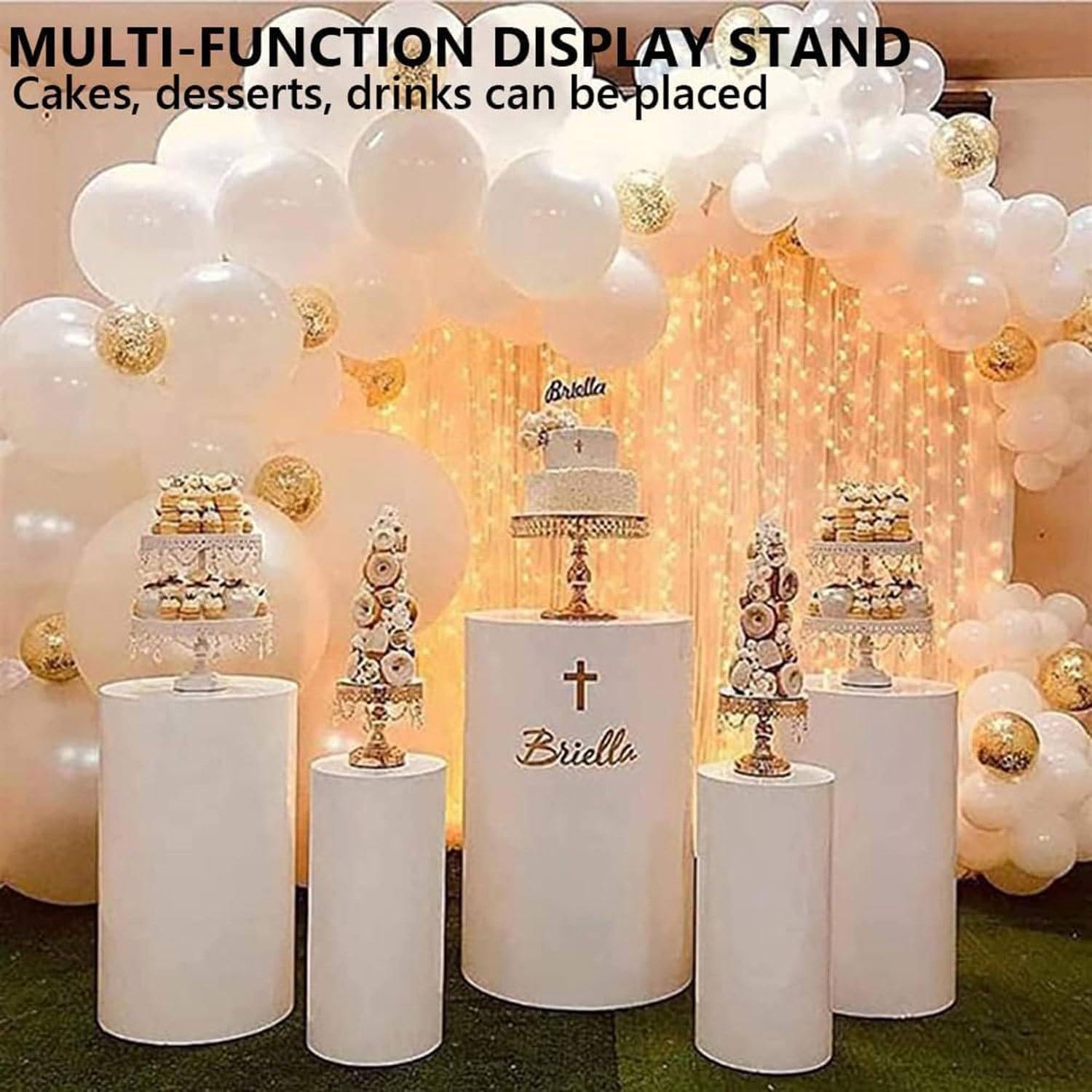 Cubiertas de Soporte CilíNdrico, Pedestales Blancos Soporte para Adornos Soporte para Pasteles y Flores Boda, Centros Mesa, Soporte de ExhibicióN de Pedestal CilíNdrico (3 Piezas)
