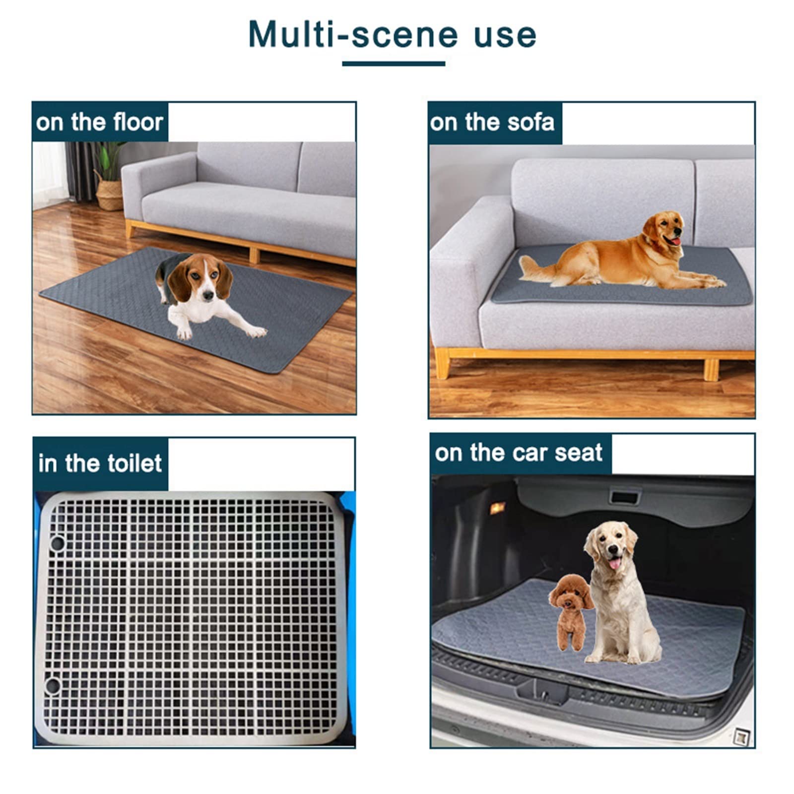 Tapis de Propreté Jetables Washable Reusable Dog Training Diaper Mat Waterproof Urine Absorbent Environment Protect Pad Pet Car Seat Cover Tapis de Propreté Réutilisables(GR�,XL 150x90cm)
