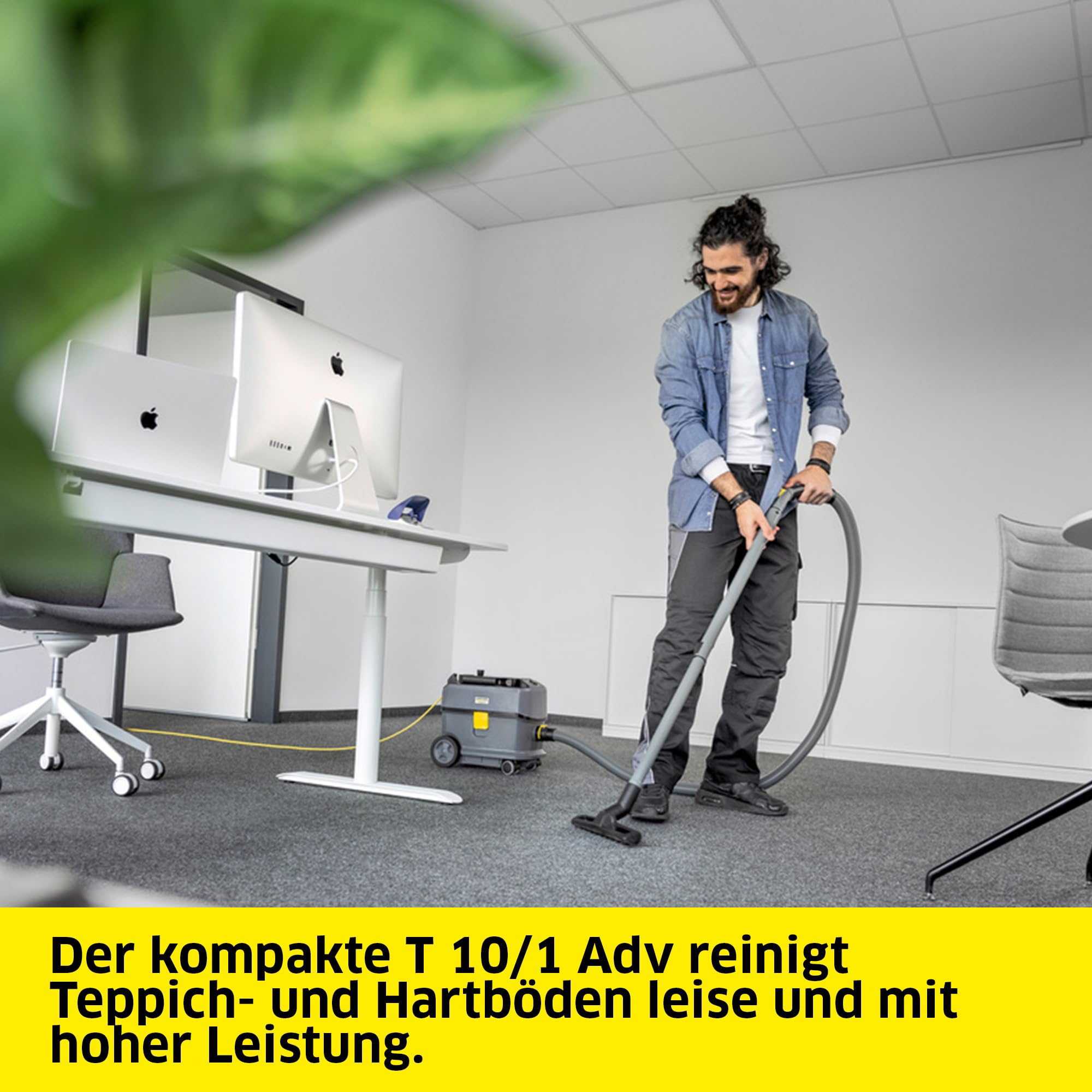 KÄRCHER Trockensauger T 10/1 ADV, für Textil- und Hartböden, Behälter (teilweise aus Rezyklat): 10 l, Leistung: 585 W, Schalldruckpegel: 52 db(A), Gewicht: 6,6 kg, Kabel: 12 m, Permanent-Filterkorb