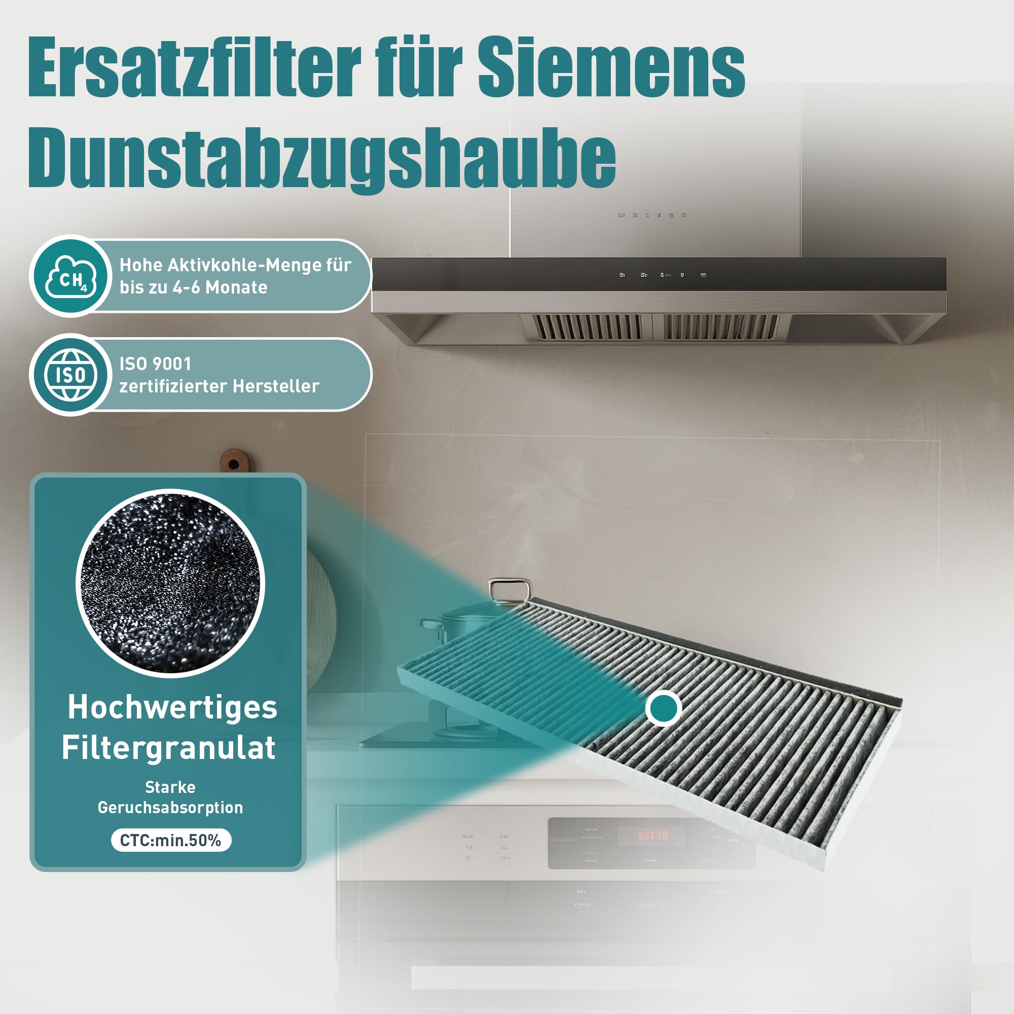 Filtro de carbón activo para campana extractora Siemens LZ12ITB14 Bosch DWZ2IT1B4 filtro de carbón para campanas extractoras