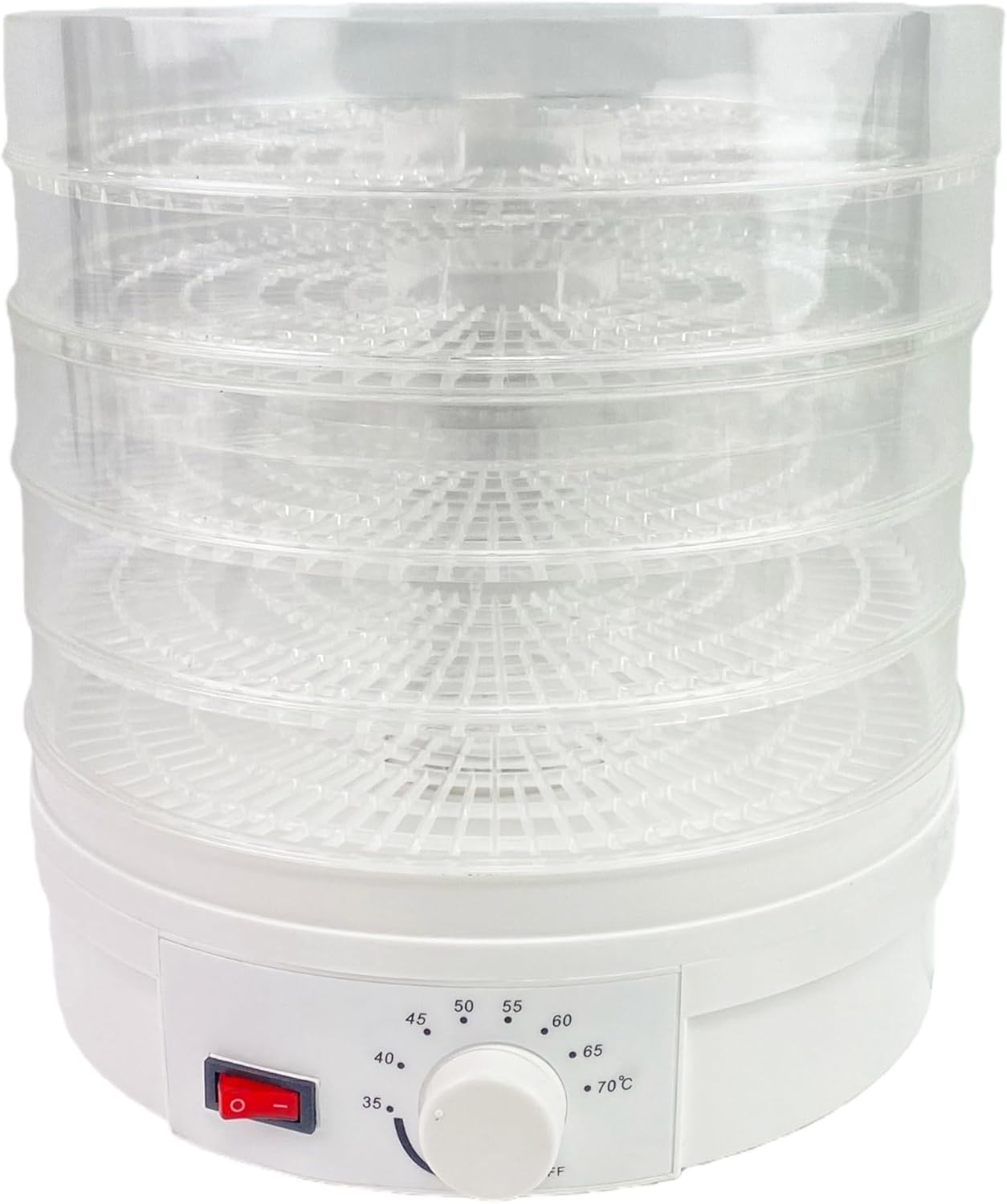 5 Tier Food Steamer with Stackable Baskets, Adjustable Temperature Control, Auto Shutoff, White
