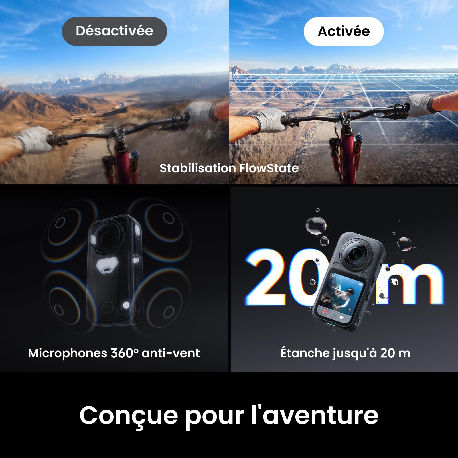 Insta360 X6 Pack Essentiels - Caméra 360 8K avec capteurs 1/1,1"