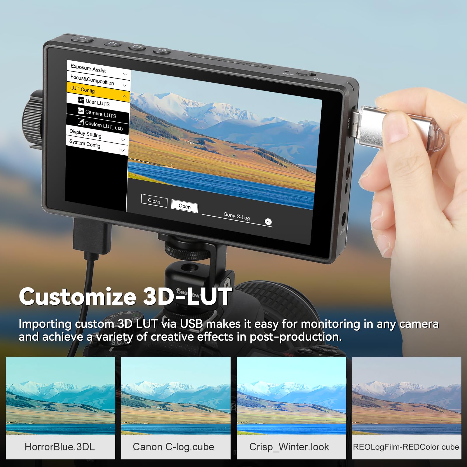 Desview A5 Touch Screen Camera Field Monitor 5.5 pollici 600nits 4K HDMI in/Out Monitor fotocamera esterna per DSLR con HDR 3D LUT Full-Waveform Peaking Focus Assist, parasole e custodia per il
