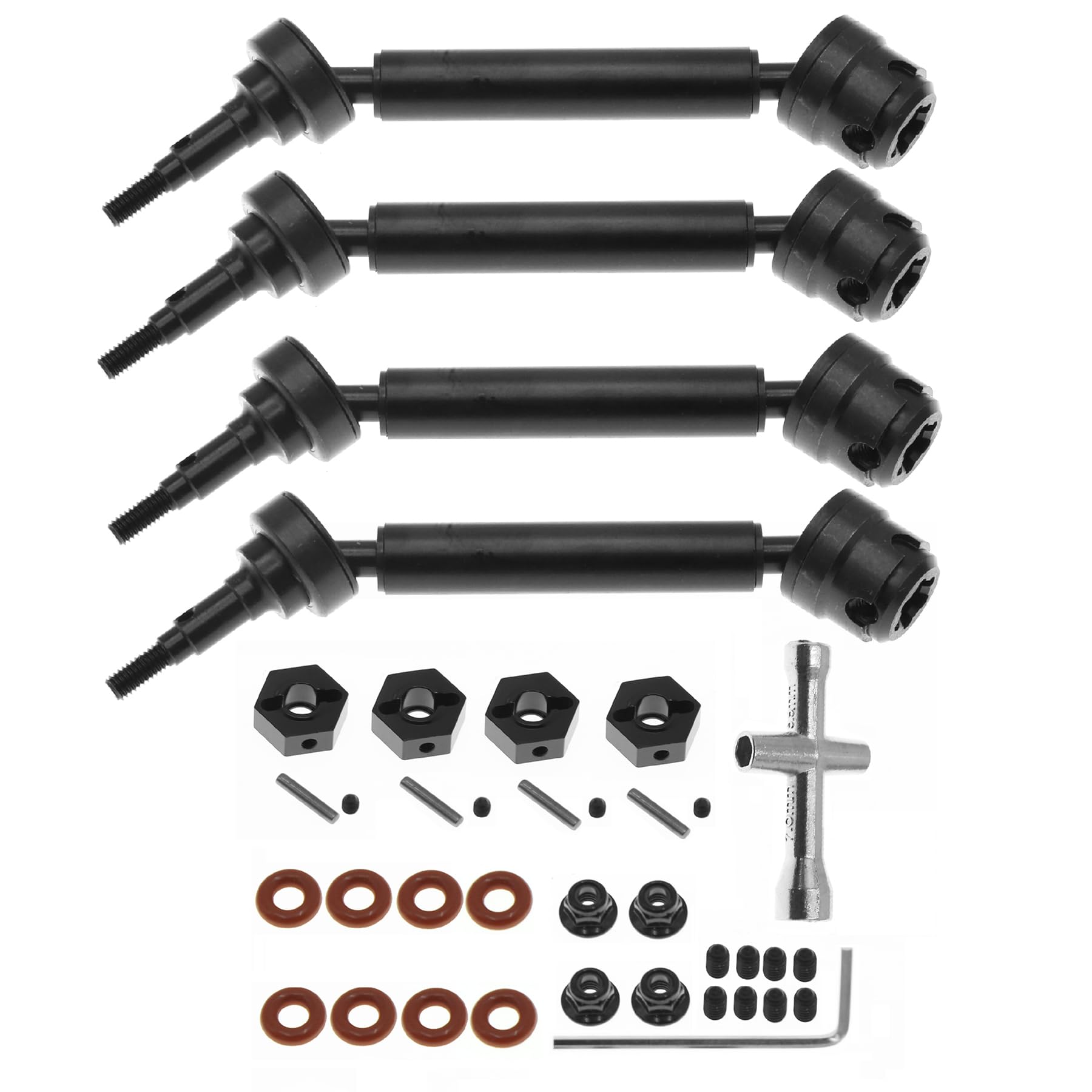 CVD Slider Driveshaft #45 Steel Aluminium Alloy Front and Rear Drive Shaft Axle for Arrma Big Rock 3S Granite Senton Vorteks 3S Mega 550 Gorgon Upgrade Parts (Black)