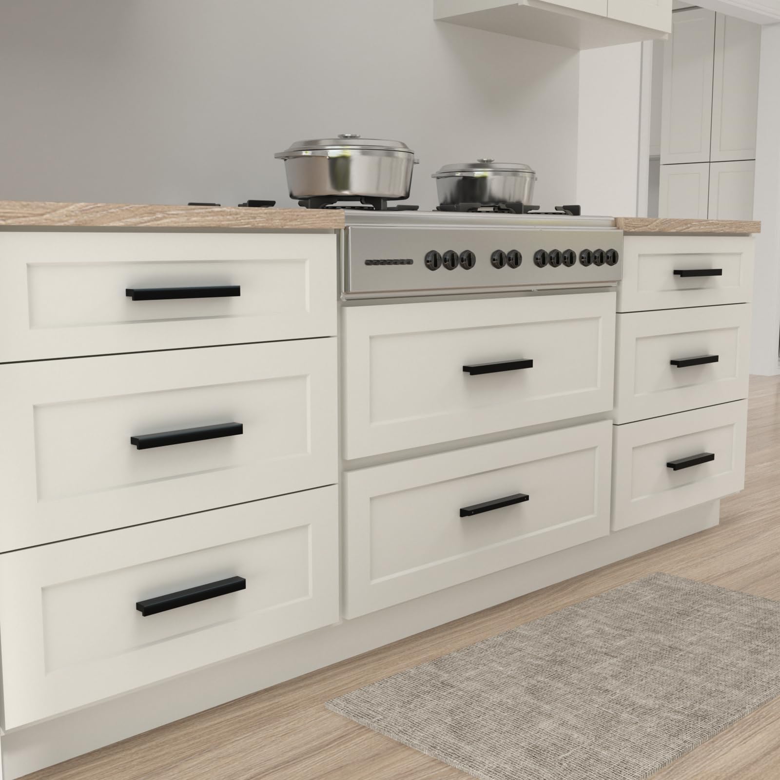 LONTAN 10 Pezzi Maniglie per Mobili Nere Distanza dei Fori 128mm Maniglie Cucina Maniglie Nere Maniglie per Mobili da Cucina Maniglie Armadio Maniglie Mobile Bagno
