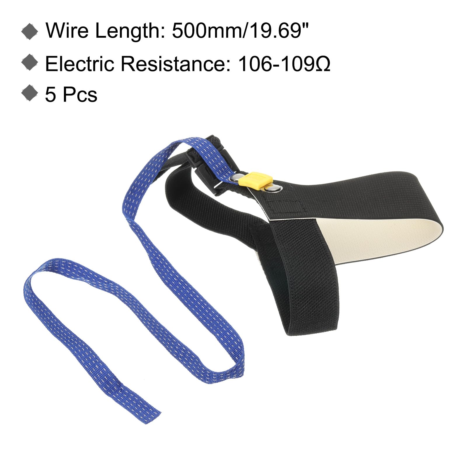 QUARKZMAN 5 Stück ESD-Antistatik-Fuß-Fersenriemen Antistatik-Armband Band verstellbar mit Klettverschluss zur Ableitung von statischer Elektrizität, Schwarz, Weiß