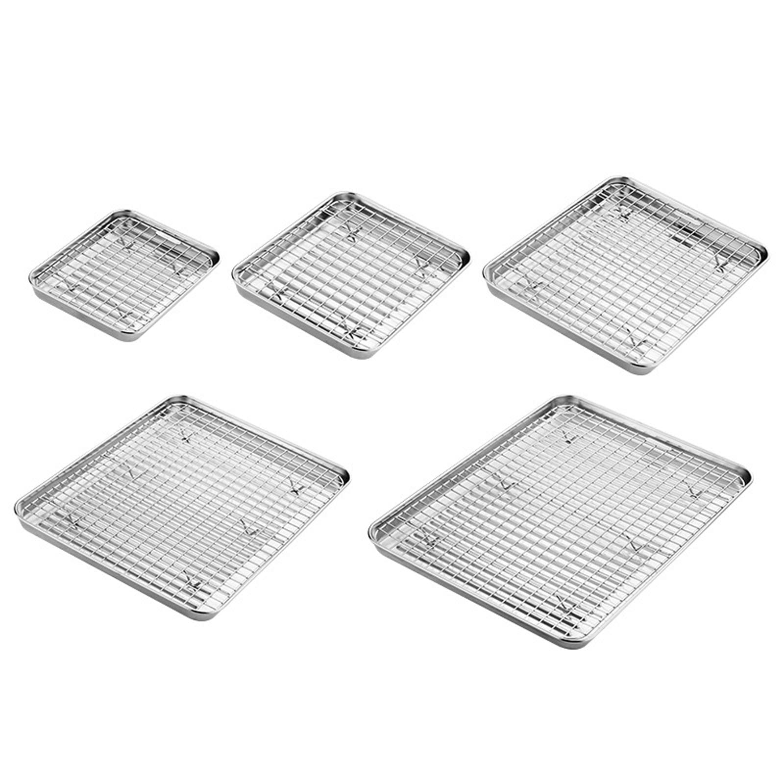 Backblech mit Gestell, Backblech aus 304 Edelstahl, Backplatten mit Kühlgitter, leicht zu reinigen, spülmaschinenfest, Keksformen Set, antihaftbeschichtet