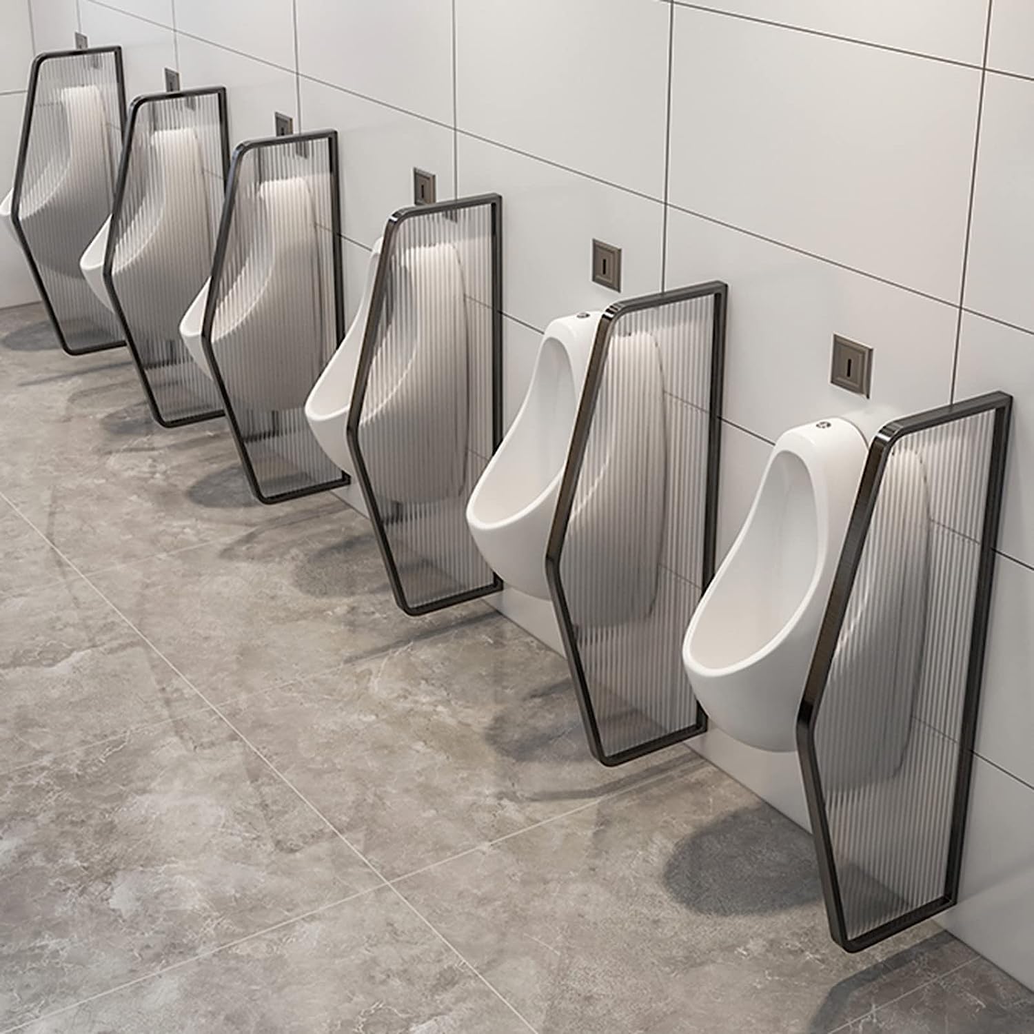 Parete divisoria per orinatoio in Acciaio Inox - Divisorio a Parete per bagni pubblici Maschili, Pannello Decorativo in Vetro, separatore per Ambienti, deflettore per la Privacy