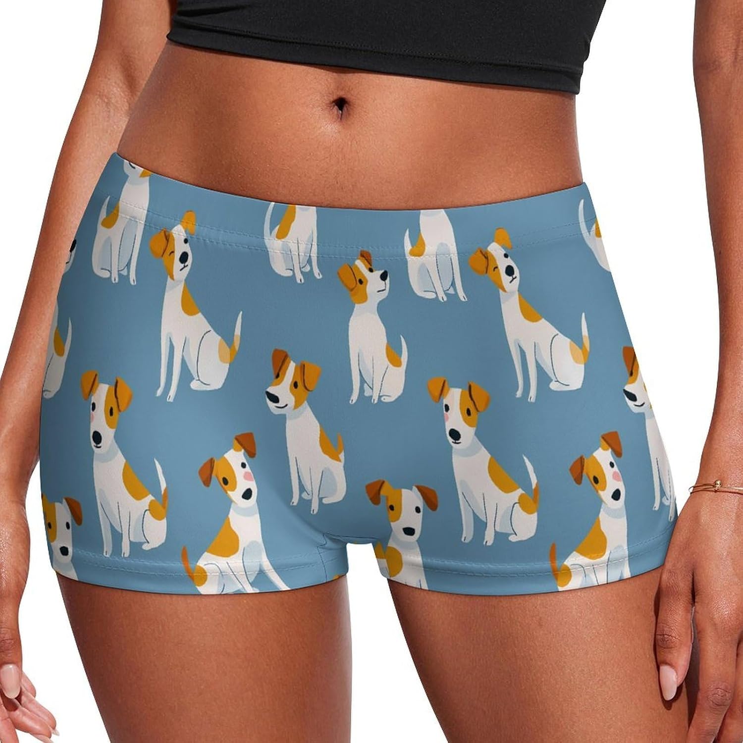 Cute Jack Russell Terrier Dog Pattern Funny Women's Boxer Briefs Breathable Underpants Trunks Stretch Underwear