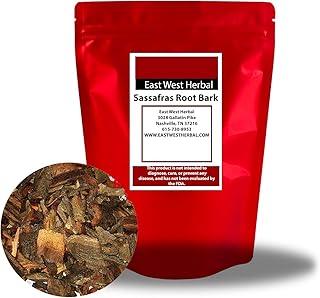 East West Herbal Sassafras Root Bark | Natural Root Beer | Organic Wild Harvested | Appalachian Sassafras Root Sassafras Tea Sassafras Herb (1 Oz)