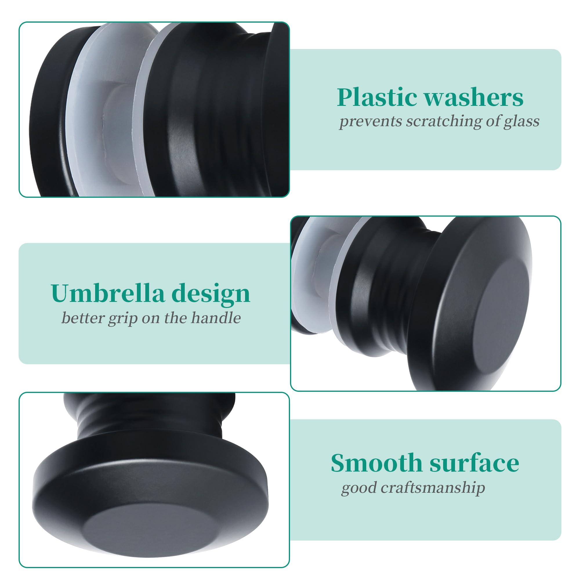 Alise Matte Black Shower Door Handle - Durable & Easy Install -4