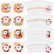 200 Pieces Halloween Cookie Bags, Self-Adhesive Cellophane Cookie Bags for Halloween Storage Cookies Candy Chocolate Party Favors (XmasB)