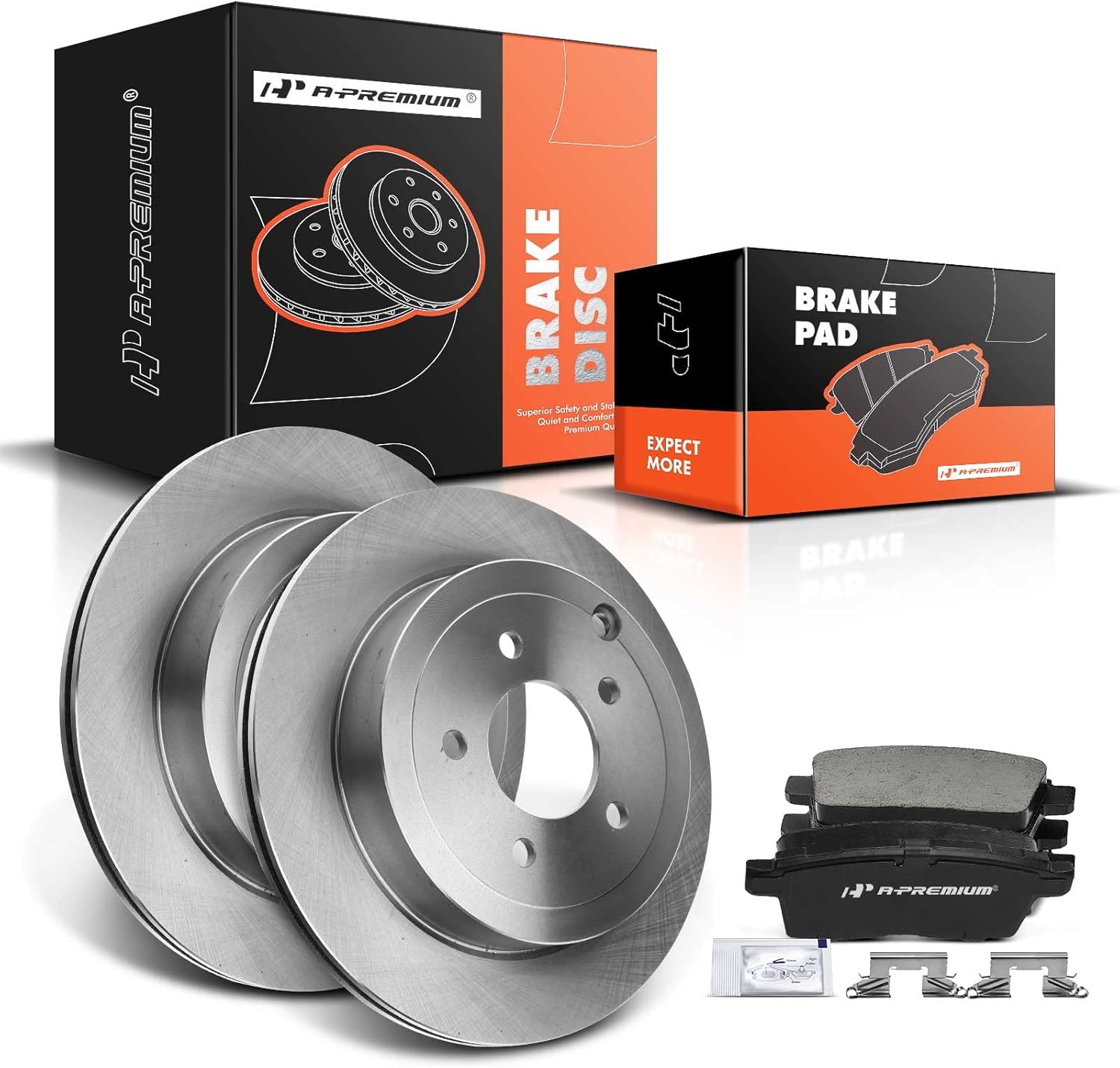 A-Premium 11.89 inch(302 mm) Rear Vented Disc Brake Rotors + Ceramic Pads Kit Compatible with Select Ford and Lincoln Models - Edge, MKX, 2007 2008 2009 2000 2010, V6 3.5L, 6-PC Set