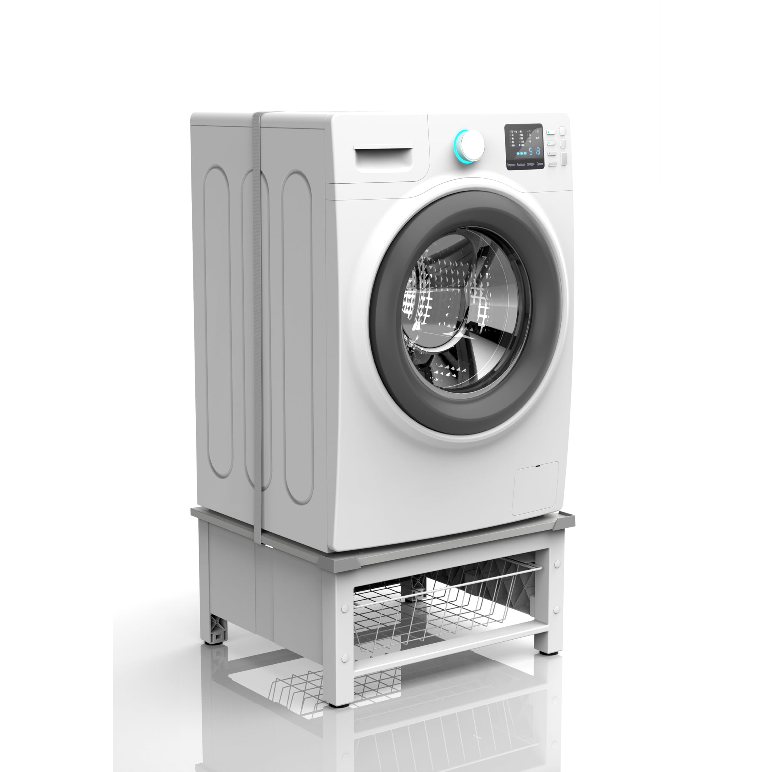 Meliconi Base Space Basket Socle Surélevé Lave-Linge Sèche-Linge Panier Coulissant 32 L 250 kg Blanc 62 x 56 x 25 cm