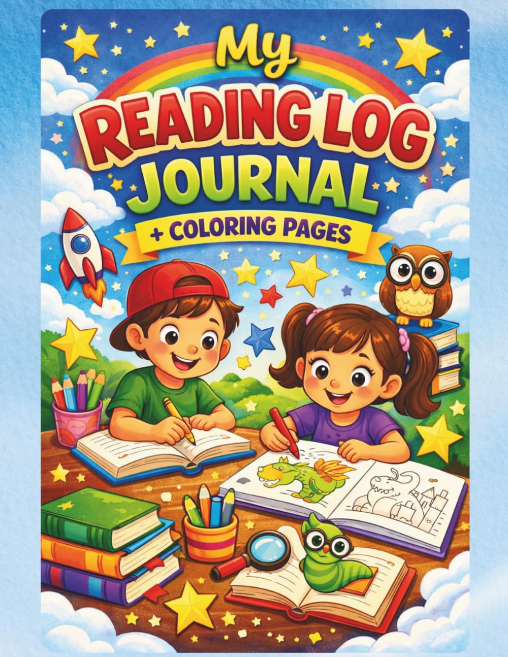 My Reading Log Journal + Coloring Pages: A Fun Book Tracker for Kids to Record and Rate Stories, Draw Favorite Characters, and Color