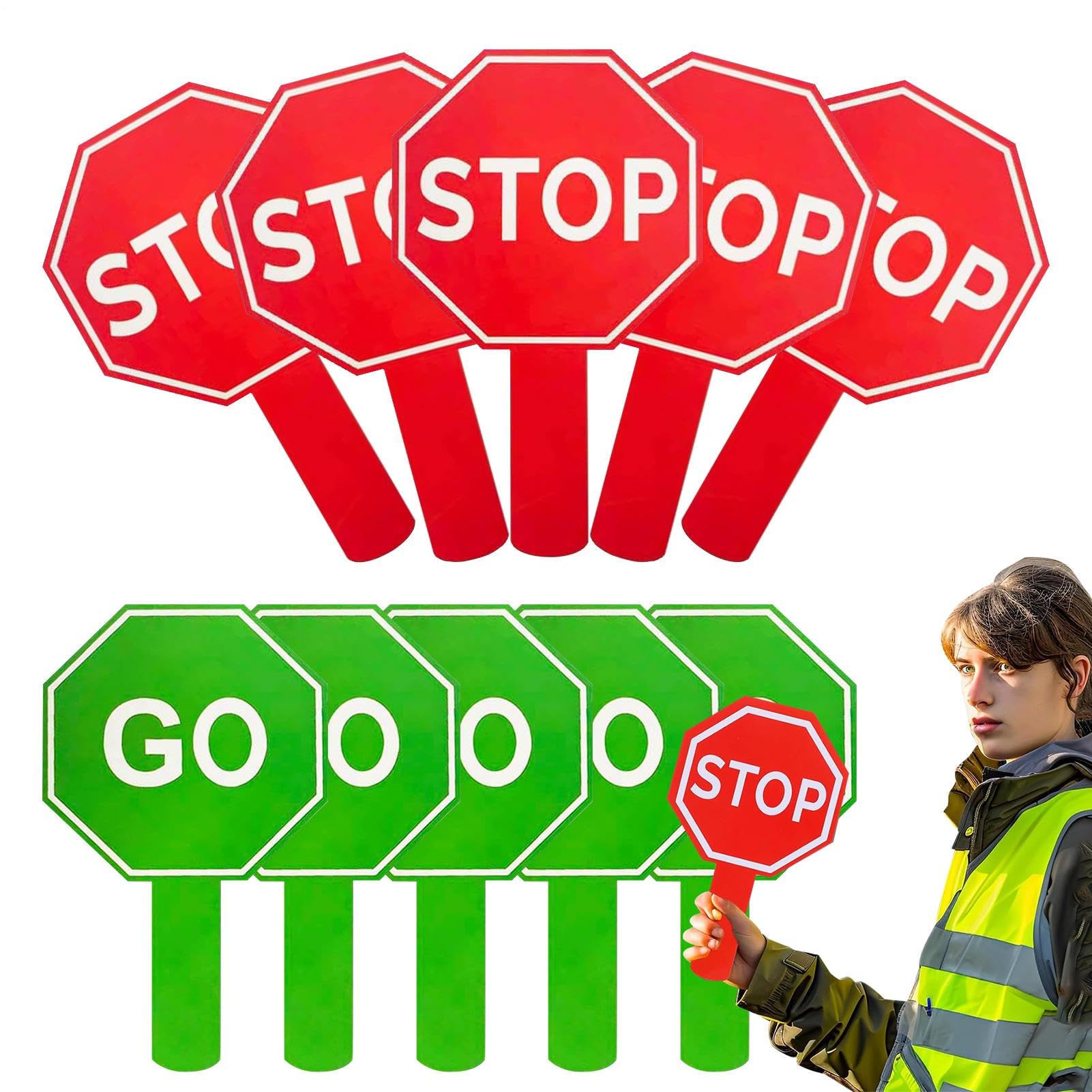 Griff für Stopp-and-go-Schild - 10 Stück wasserdichte Verkehrszeichen für Schulassistenten, doppelseitiges Schaumstoffschild in Lutscherform | -and-go pe Schild