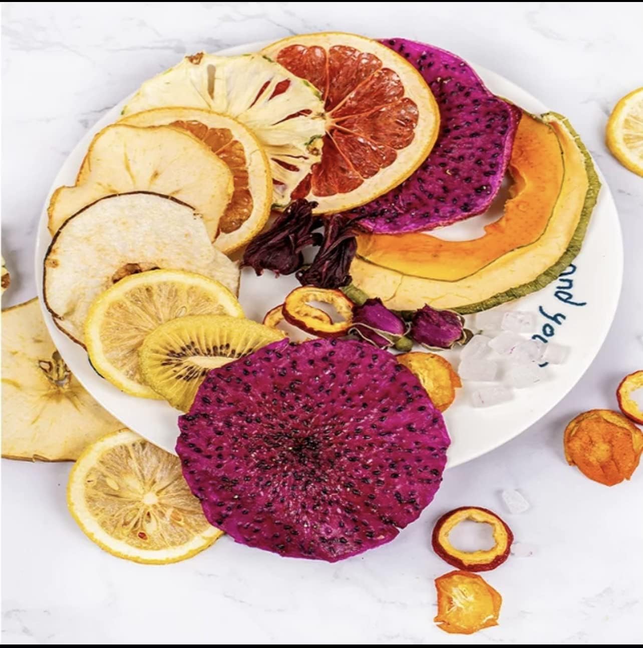 Tea-Dried Fruit Tea-Water Infusions Dried Fruit-All natural-Glute and Caffeine-Variety Tropical Flavors-Edible Fruit Tea-Rich in Vitamins-Natural Flavors-10 Bag in a box-175 to 185g per box, mix