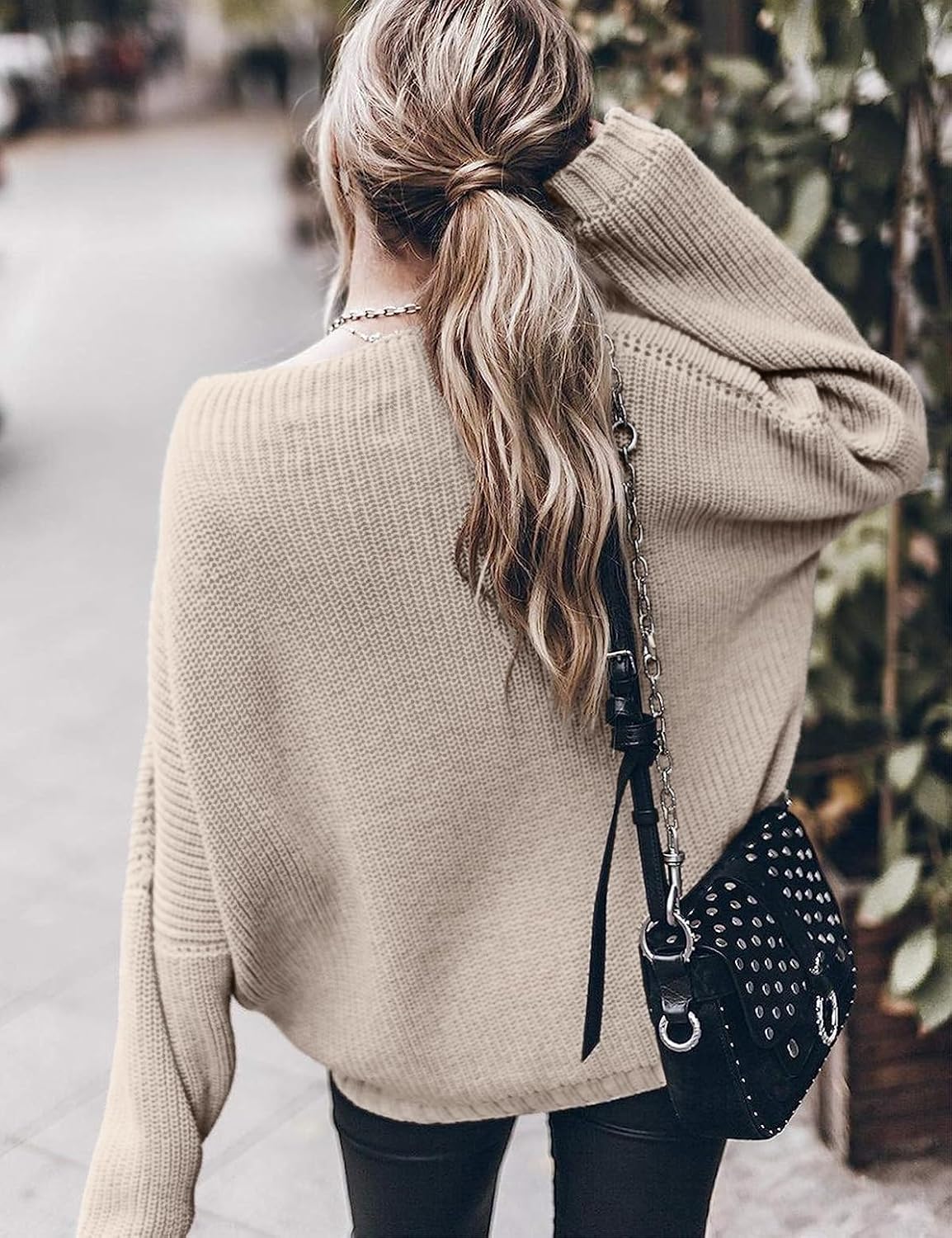 Womens Oversized Sweaters Loose Solid Casual Long Sleeve Mock Neck Knitted Jumper Tops - Image 5