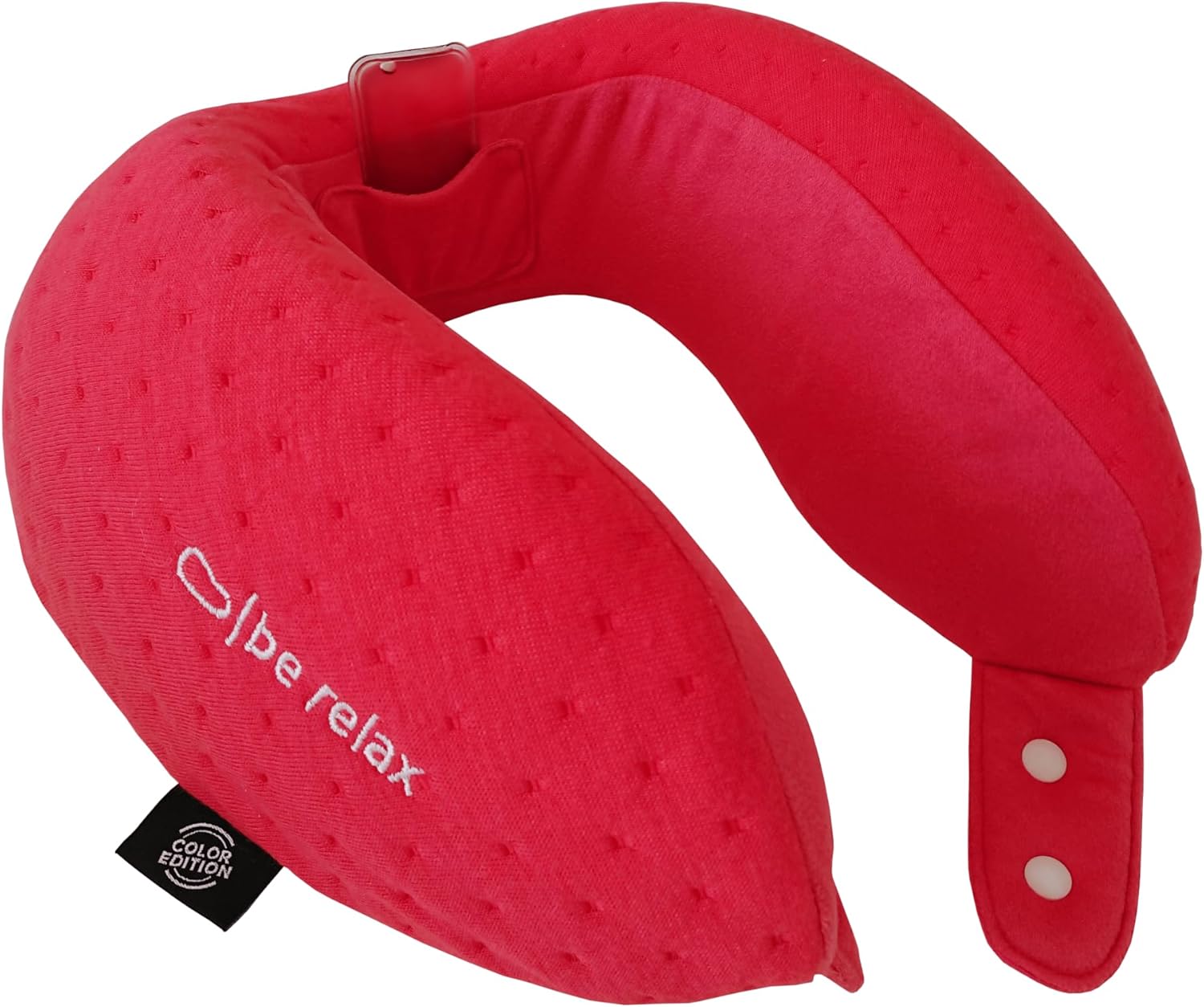 Be Relax My Memory Foam Wellness Pillow (Coral). Designed in Paris. 360° Ergo-Smart Flatback Shape with an Exclusive Heat Patch to Ease Your Neck Tension.