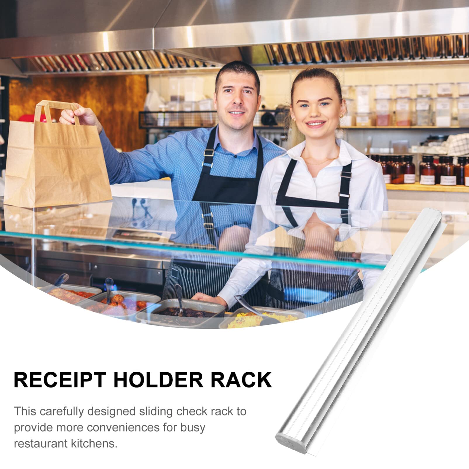 Alipis Aluminium-Schiebe-Scheck-Rack Quittungs-Ticket-Rechnungs-Clip-Rack-Halter-Küchen-Rechnungs-Bestell-Laschen-Grabber-Display-Schiene Für Restaurant-Büro-Cafés-Kneipen-Bars