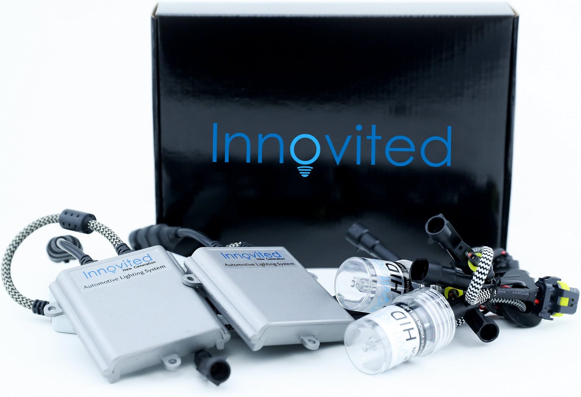 Innovited H11 H9 H8 6000K HID Xenon Bulb x 1 pair bundle with 2 x 55W Performance AC Digital Ballast (Diamond White)