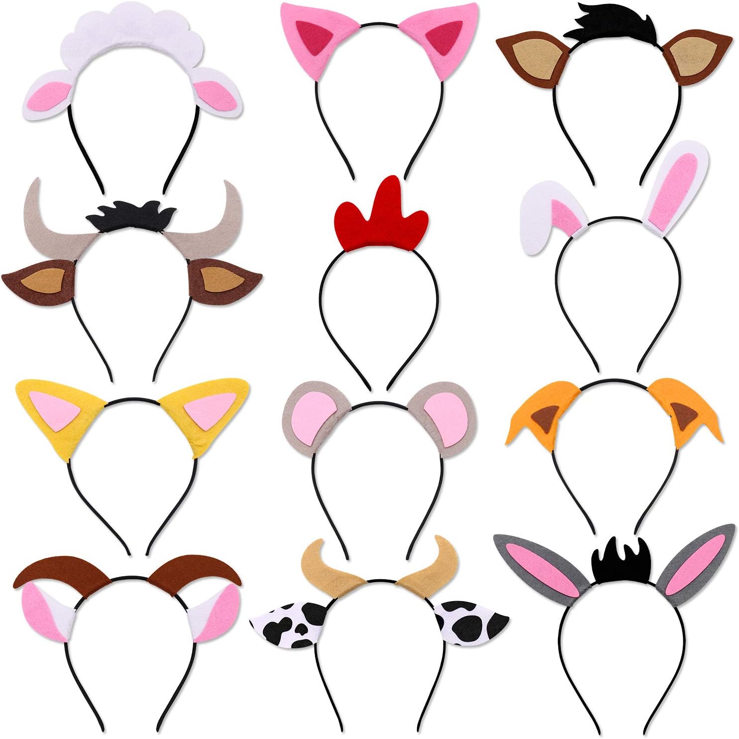 Puppy Dog, Farm Animals Ear Headbands, for Birthday Party Decoration, Zoo Farmhouse Birthday Party Favors Supplies