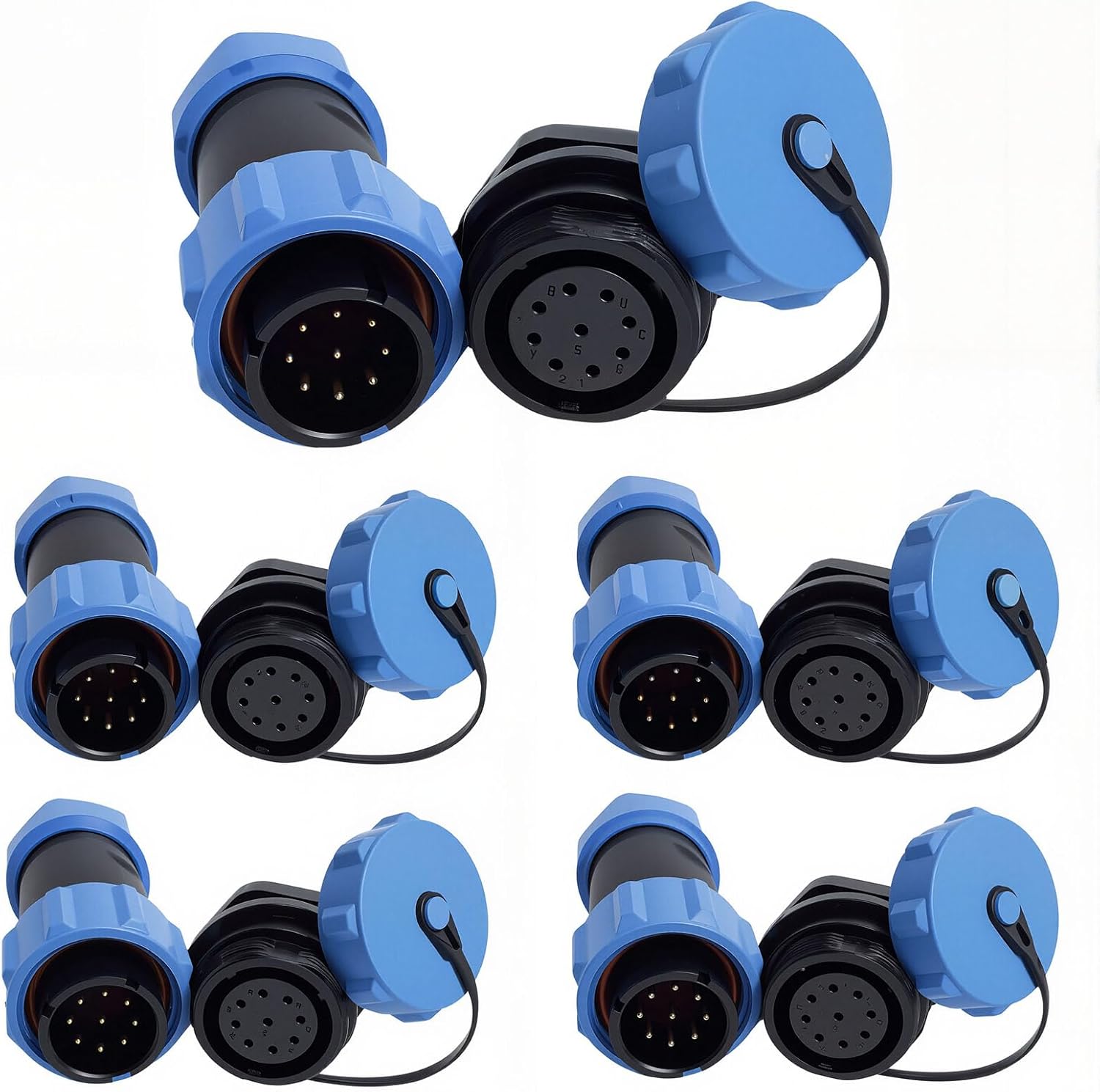 SP21, 2-Pin, Male & Female, IP68 Waterproof Circular Connector, 5 Sets