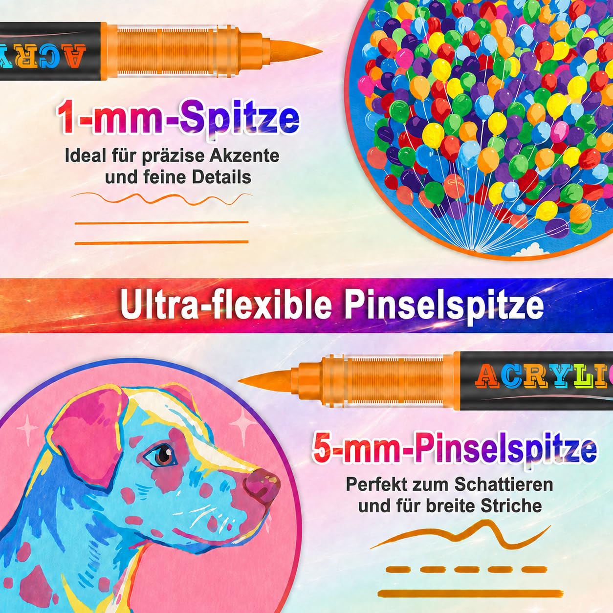 NICETY 360 Pcs Acrylstifte für Steine wasserfest, 1-5mm Spitze, Acrylic Paint Marker Set zum Bemalen auf Stein Holz Glas Keramik & Leinwand, hochdeckend, geruchsneutral