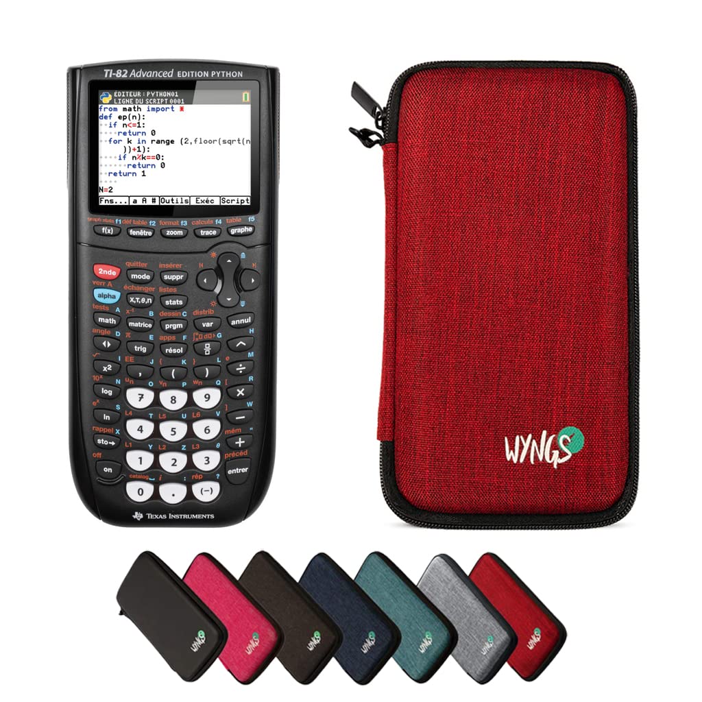 CALCUSO Basic Set Red with Graphing Calculator TI-82 Advanced Python Edition, TI-82 Advanced Edition Python